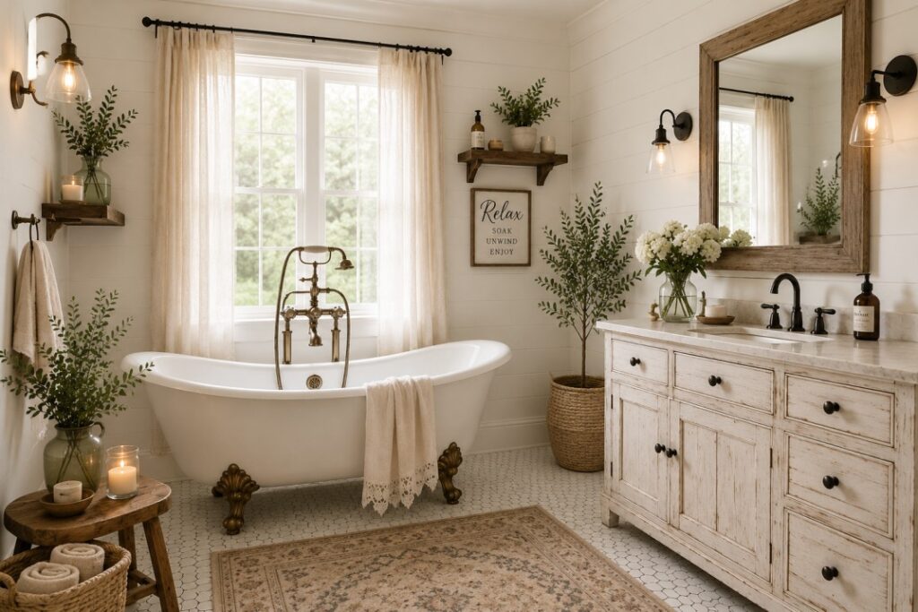 24 Cozy Vintage Farmhouse Bathroom Ideas for a Timeless Look